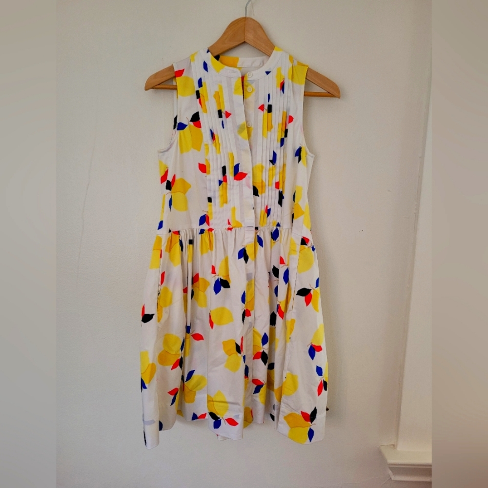 Kate Spade Sleeveless Front-Button Dress with Pockets Size XS Lemons